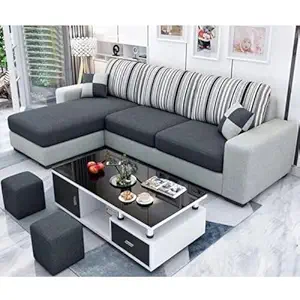L-Shaped Sofa Set with Center Table